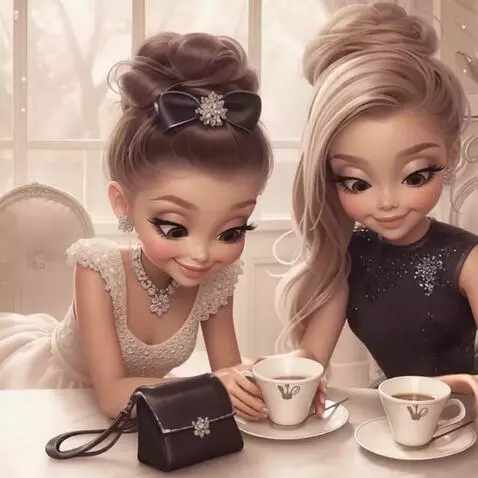 AI Video from prompt: TheGirls are smiling, chatting and drinking coff