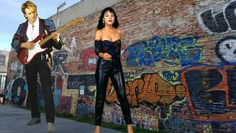 AI Video from prompt: the guitarist is playing a song at 102bpm and gi