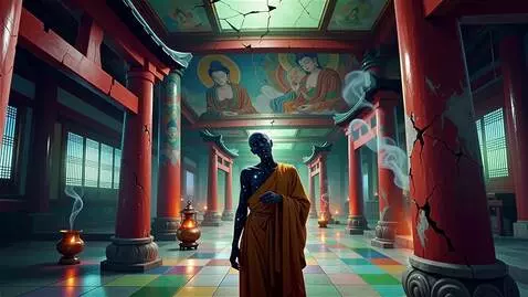 AI Video from prompt: 748cm Anime Style Buddhist Temple Weirdcore: Hor