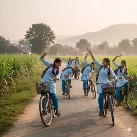 AI Video from prompt: Funny cycle stunt girls