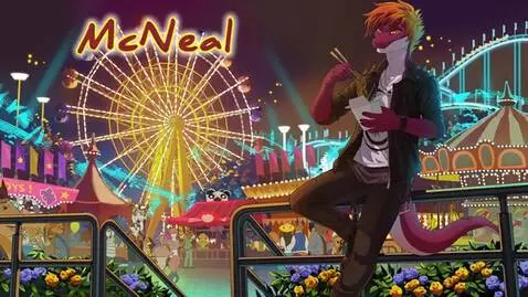 AI Video from prompt: Lizard dude is enjoying the carnival chowing dow