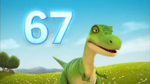 AI Video from prompt: dinosaur is say 67