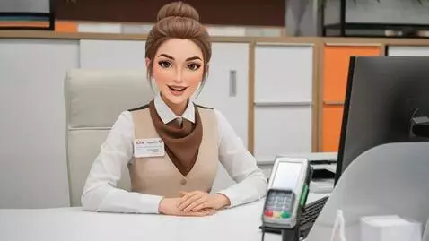 AI Video from prompt: The girl says hello and nods her head. She start