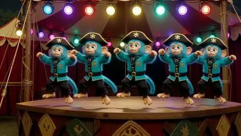AI Video from prompt: Fuzzy miniature turquoise monkeys cyberpunk in t