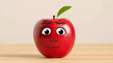 AI Video from prompt: A apple saying  don't eat me I am a bad froute