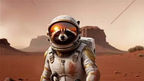 AI Video from prompt: Cinematic shot. A raccoon astronaut in a detaile