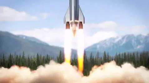 AI Video from prompt: The bear flies away on a rocket