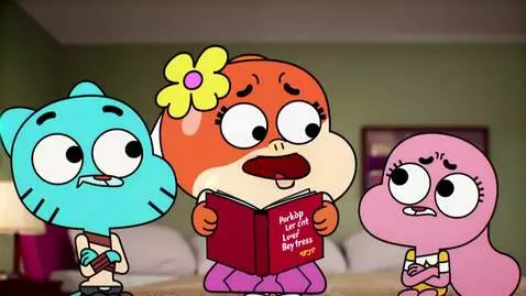 AI Video from prompt: Bubbles, Blossom with a book and Buttercup are s