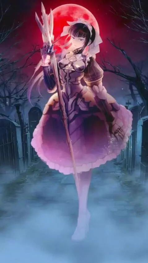 AI Video from prompt: The maid walks slowly through the foggy nighttim