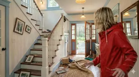 AI Video from prompt: The girl examines the house where something happ