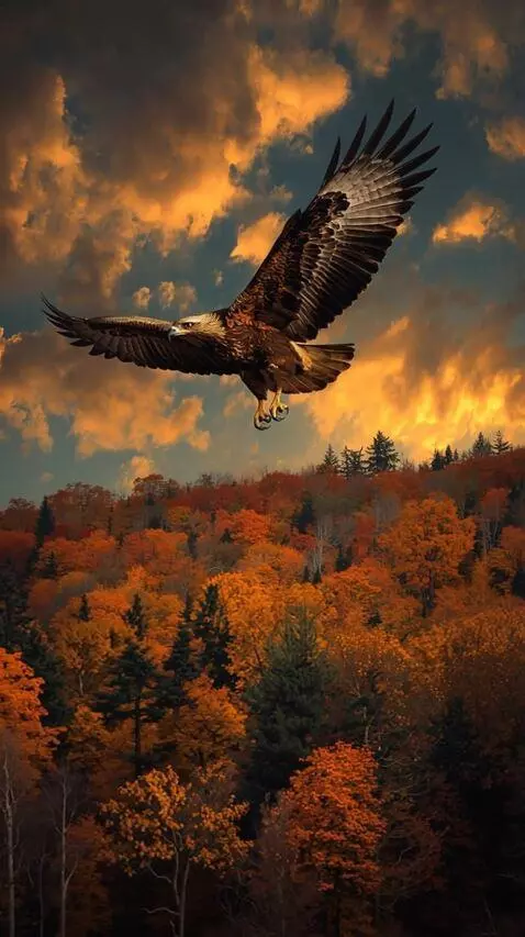 AI Video from prompt: An eagle flies over the forest, looking for prey