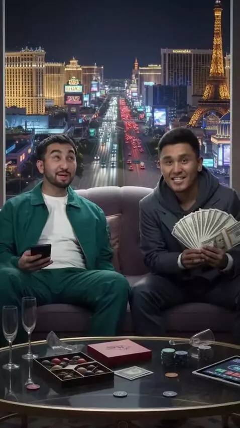 AI Video from prompt: Kurban and Kubanych, play 1win, you tigers.(in R