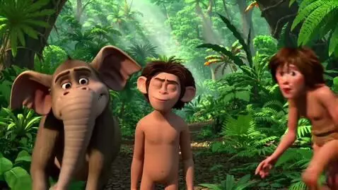 AI Video from prompt: Young Tarzan, Young Terk, and Young Tantor in th