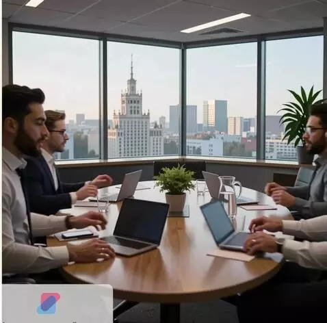 AI Video from prompt: A luxurious modern marketing agency office with 