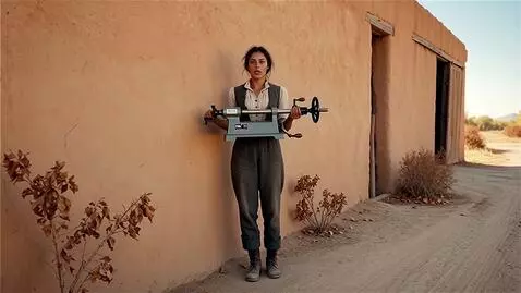 AI Video from prompt: A young woman—a deserted, thin, slightly dark-sk