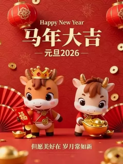 AI Video from prompt: The lanterns swing, two horses offer a golden bo