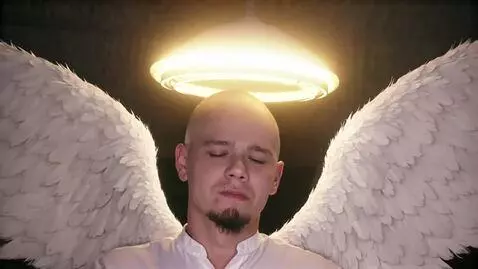 AI Video from prompt: The angel stops a war and the soldiers kiss in t