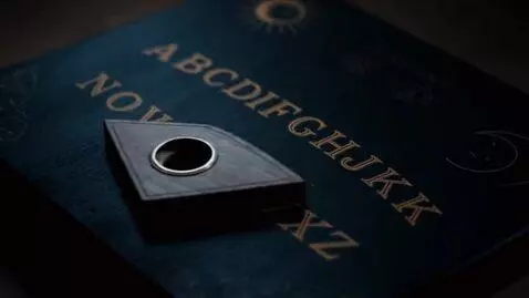 AI Video from prompt: Dark minimal board Ouija from horror, English al