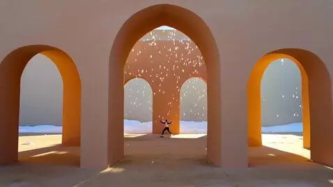 AI Video from prompt: A cinematic video in minimalist architectural st