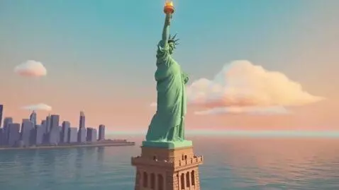 AI Video from prompt: Animated statue of liberty