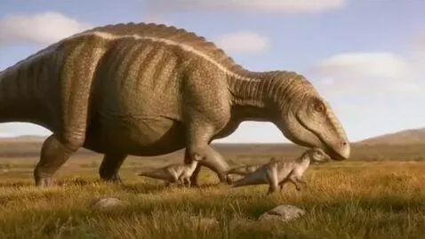 AI Video from prompt: A dinazour has a little dinazours