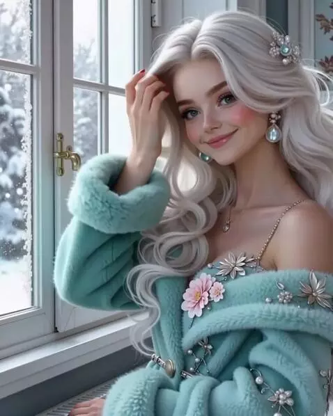 AI Video from prompt: The Girl smiles, fixes her hair and sends a kiss