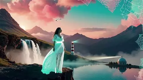 AI Video from prompt: Triple exposure, surrealism. A woman in a neon w