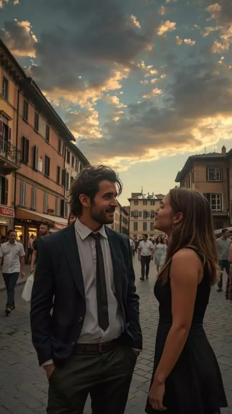 AI Video from prompt: A man and a woman are talking. **The camera circ