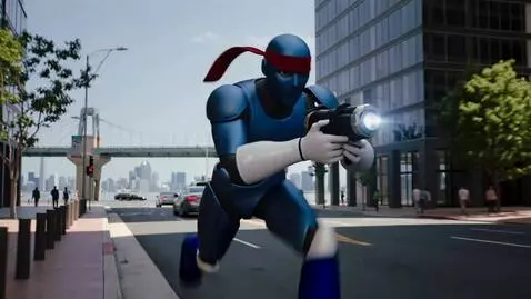 AI Video from prompt: Meganman running in the city