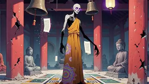 AI Video from prompt: Enigmatic death dealer 748cm Anime Style Buddhis