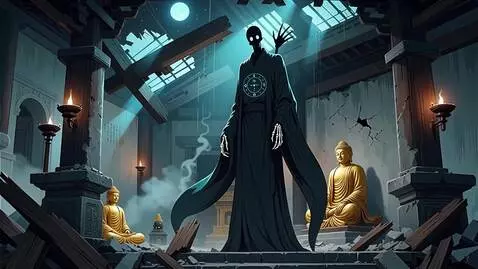 AI Video from prompt: Enigmatic death dealer 748cm Anime Style Buddhis