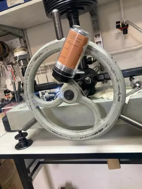 AI Video from prompt: A close-up view of a mechanical steering wheel (