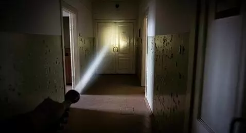 AI Video from prompt: USSR, 1960. First-person view with a flashlight 