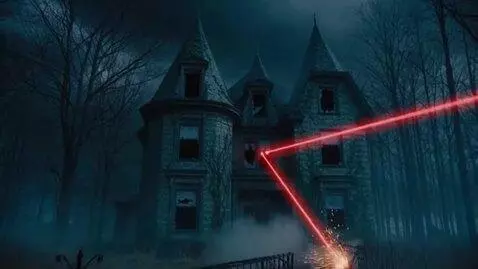 AI Video from prompt: A mansion in a dark black forest, surrounded by 