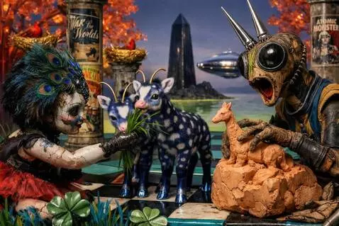 AI Video from prompt: The bug molds the clay slowly into the shape of 