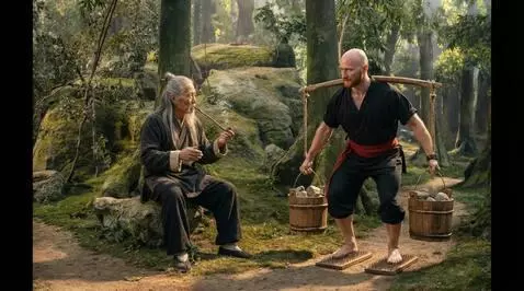 AI Video from prompt: The old man waves his hand. The second character