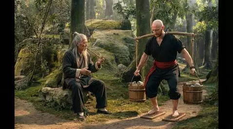 AI Video from prompt: The old man waves his hand. The second character