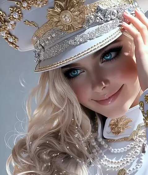 AI Video from prompt: The Girl smiles, adjusts her hair and lowers her