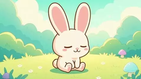 AI Video from prompt: Cute 2D cartoon bunny animation. The bunny gentl