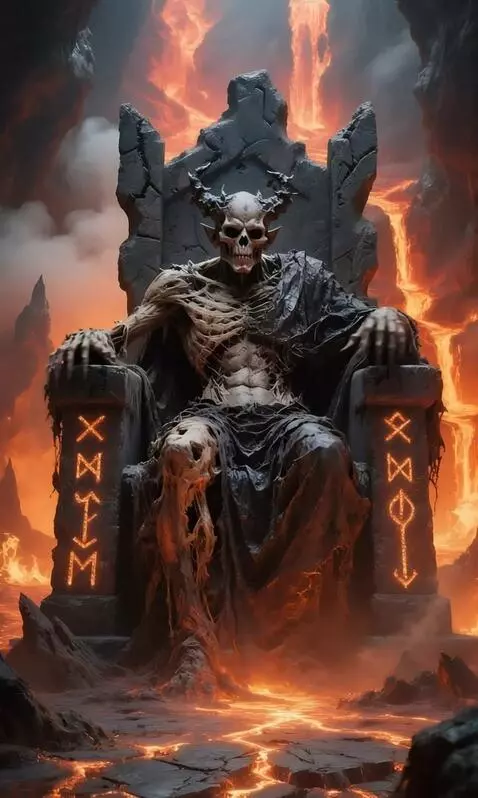 AI Video from prompt: A dead demon revives, regenerating flesh and reg