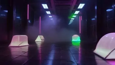 AI Video from prompt: Futuristic neon club scene at night, dynamic lig