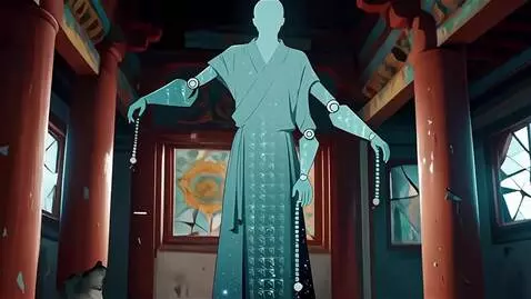 AI Video from prompt: omega rising 748cm Anime Style Buddhist Temple W