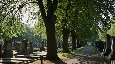 AI Video from prompt: A summer sunny day. A cemetery. A cemetery path 