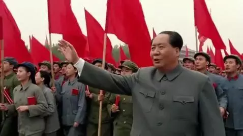 AI Video from prompt: Mao Zedong led the Chinese people, holding red f