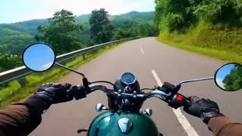 AI Video from prompt: POV motorcycle riding video, first-person view f