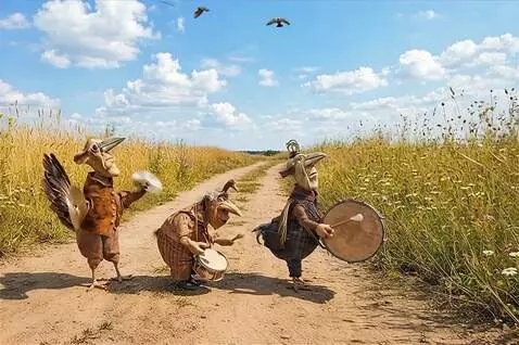 AI Video from prompt: The characters stand on a country path in a fiel