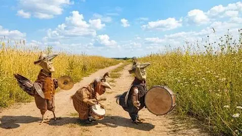 AI Video from prompt: The characters stand on a country path in a fiel