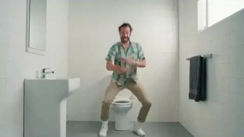 AI Video from prompt: Man dancing in the toilet and  jump into toilet