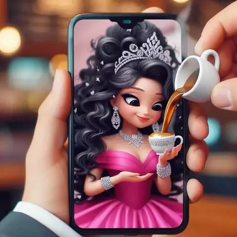 AI Video from prompt: The Princess is poured coffee, she drinks it and