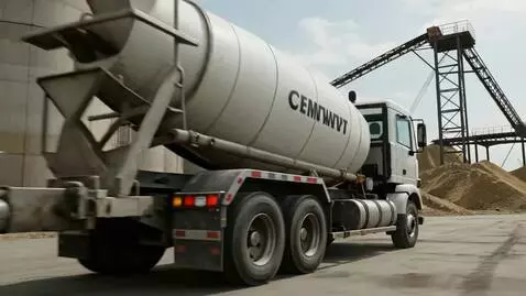 AI Video from prompt: Ultra-realistic industrial scene, bulk cement ta